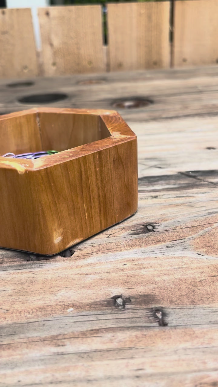 Heirloom Apple Wood Desk Organizer | Handmade Felt-Lined Change or Paper Clip Dish